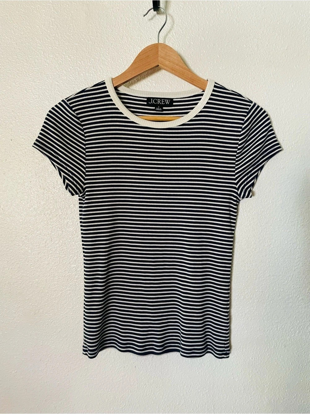 J.Crew Vintage Rib Shrunken T-Shirt Striped Size Small